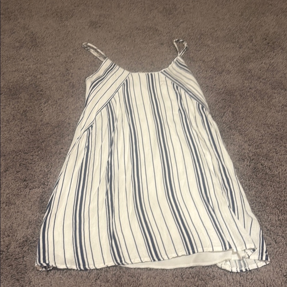 Striped Mini Dress - White and Blue